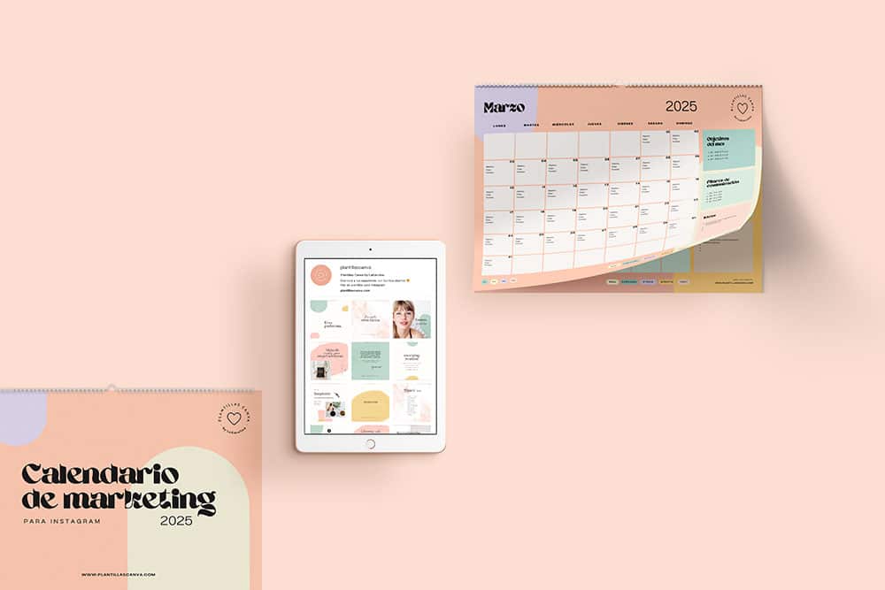 calendario anual de planificación de contenidos para Instagram editable en Canva