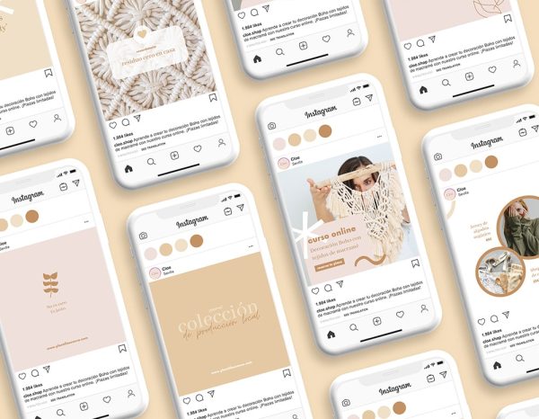 Cloe, kit de plantillas para Instagram diseñadas para marcas de moda ética y editables en Canva